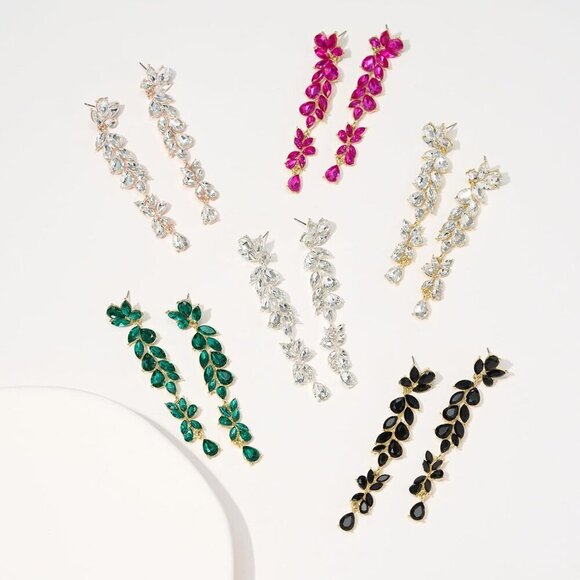 Long Rhinestone Dangle Earrings for Women Wedding Bridal Prom Crystal - Picture 5 of 7